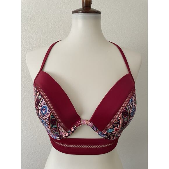 Shade & Shore Swim Bikini Top Cut Out Color Block Swimwear - Picture 1 of 9